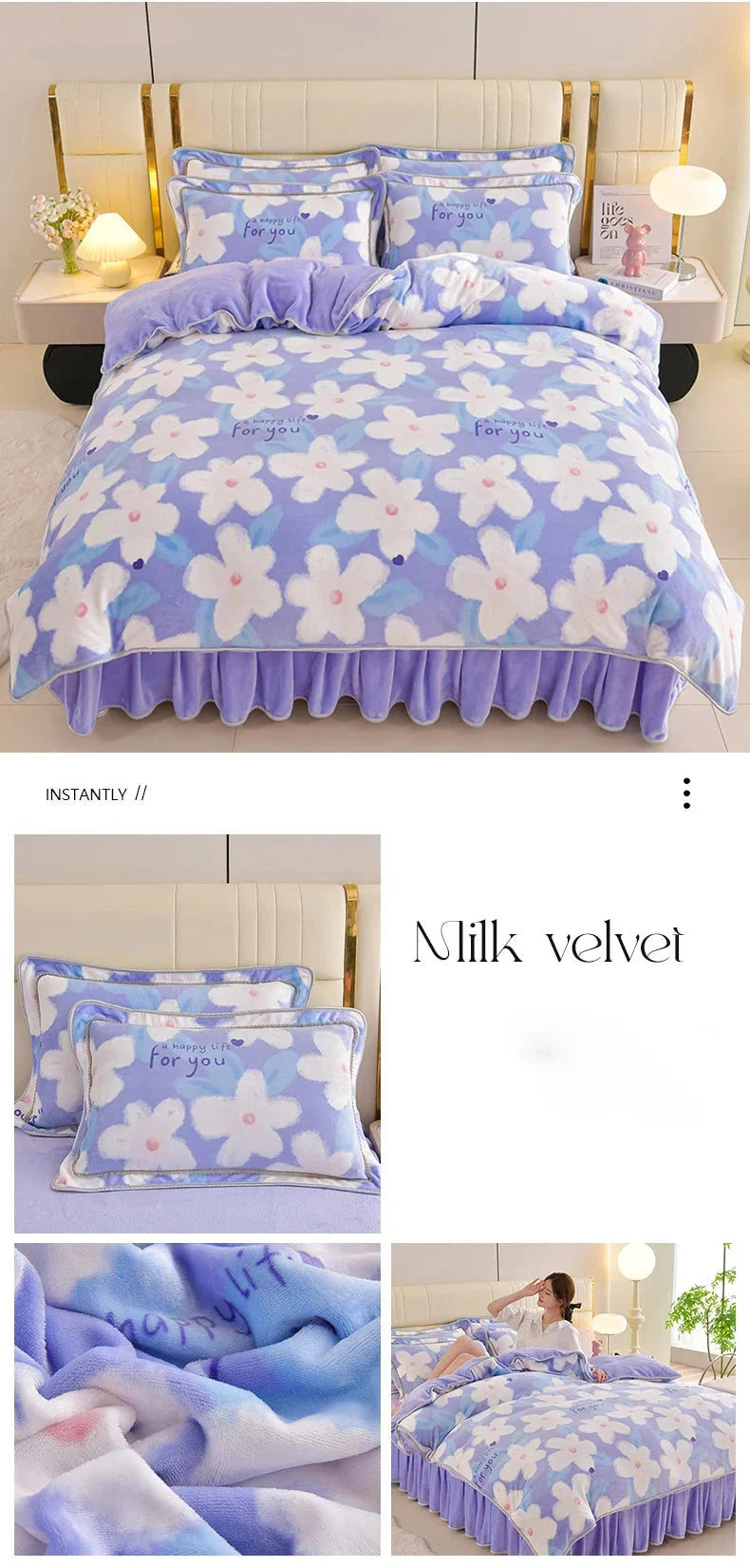 Floral Polyester Bettwäsche-Set in Farbe Bainianhaohe, Grösse 200x230cm