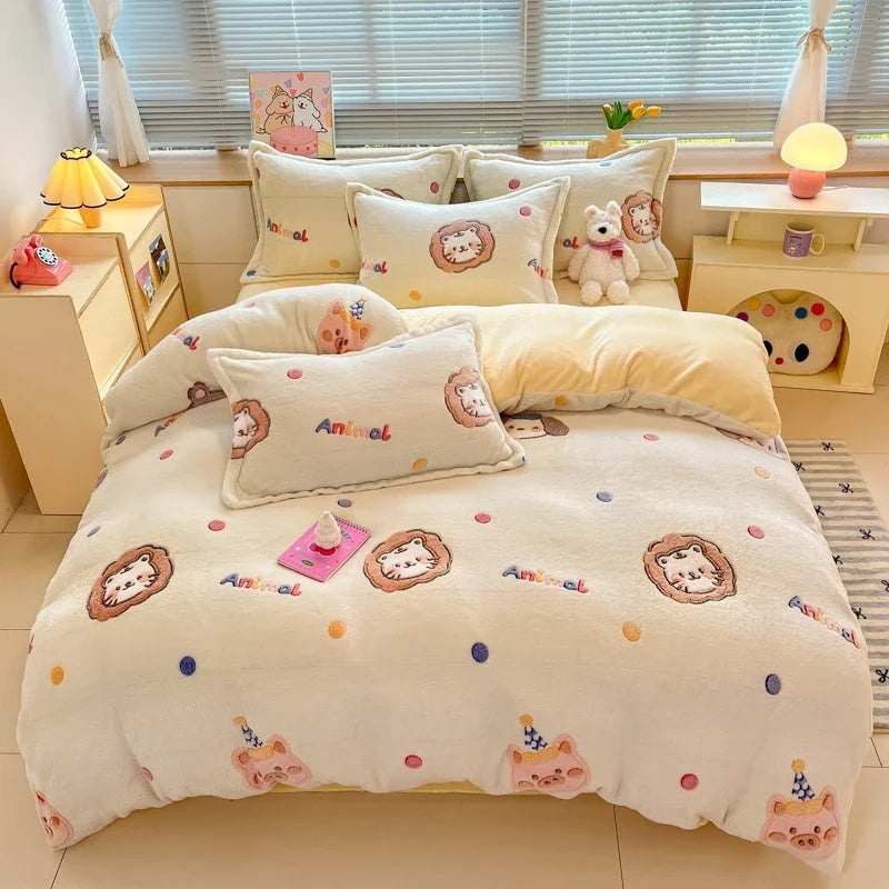 Florale Milchfleece – Moderne Doppelbettdecke 220x240