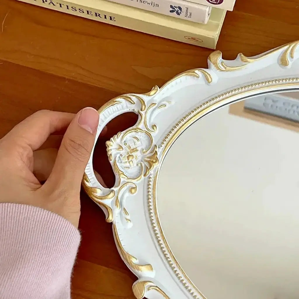 Vintage Spiegelglas Tablett – Retro Design und Facetten