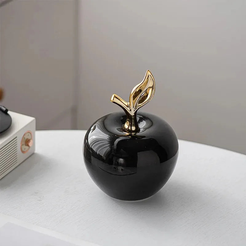 Keramik-Apfelskulptur in modernem Stil, Farbe: Weiss