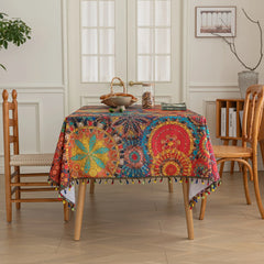 Boho-Tischdecke – Tupfenmuster – 150x150cm
