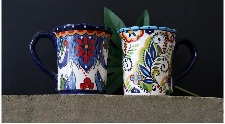 Porzellan-Keramiktasse – Handbemalt – 500ml