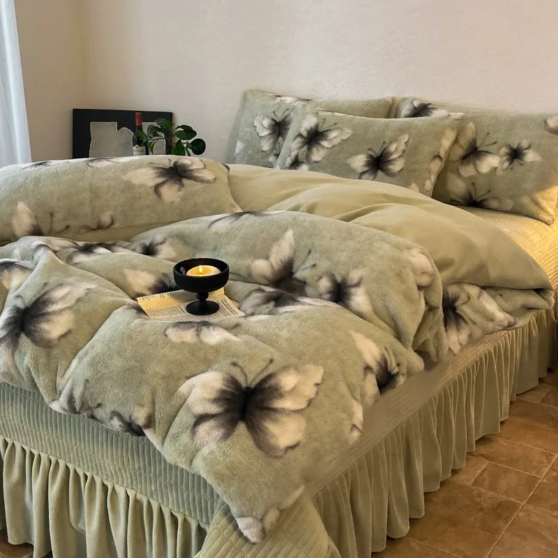 Samt-Bettwäsche-Set – Winterwärme – Doppel Queen Grösse