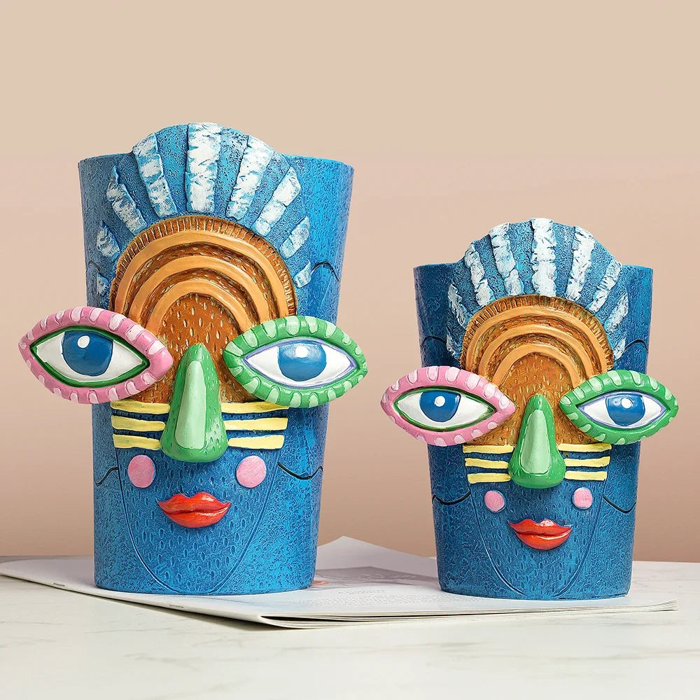 Resin-Gesichts-Planter – Künstlerische Skulptur für Zuhause