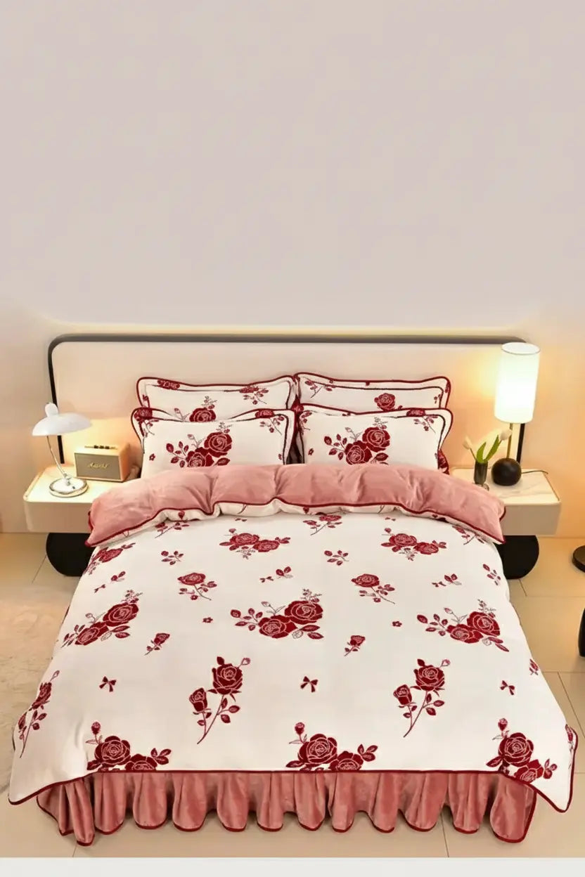 Luxus Fleece Bettwäsche Set in Champagner Grau, Grösse King 220x240cm, ideal für das Schlafzimmer im nordischen Stil