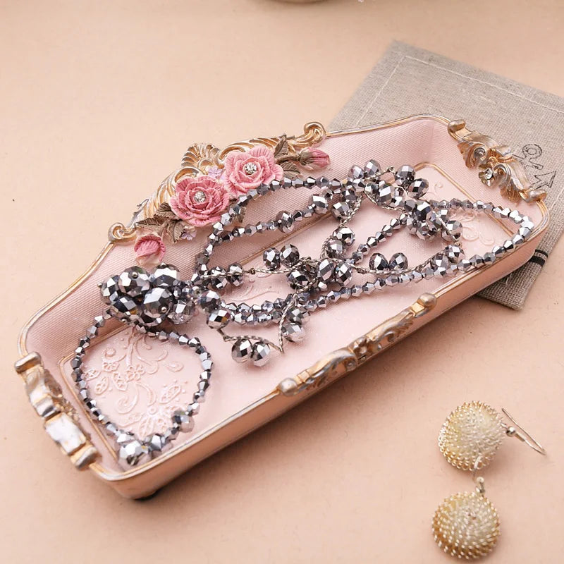 Vintage Schmucktablett aus Resin – Koreanischer Stil, 18x9.5cm