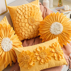 Florales Kissenbezug aus Samt – Handgemachtes 3D Design – Sofa/Bett