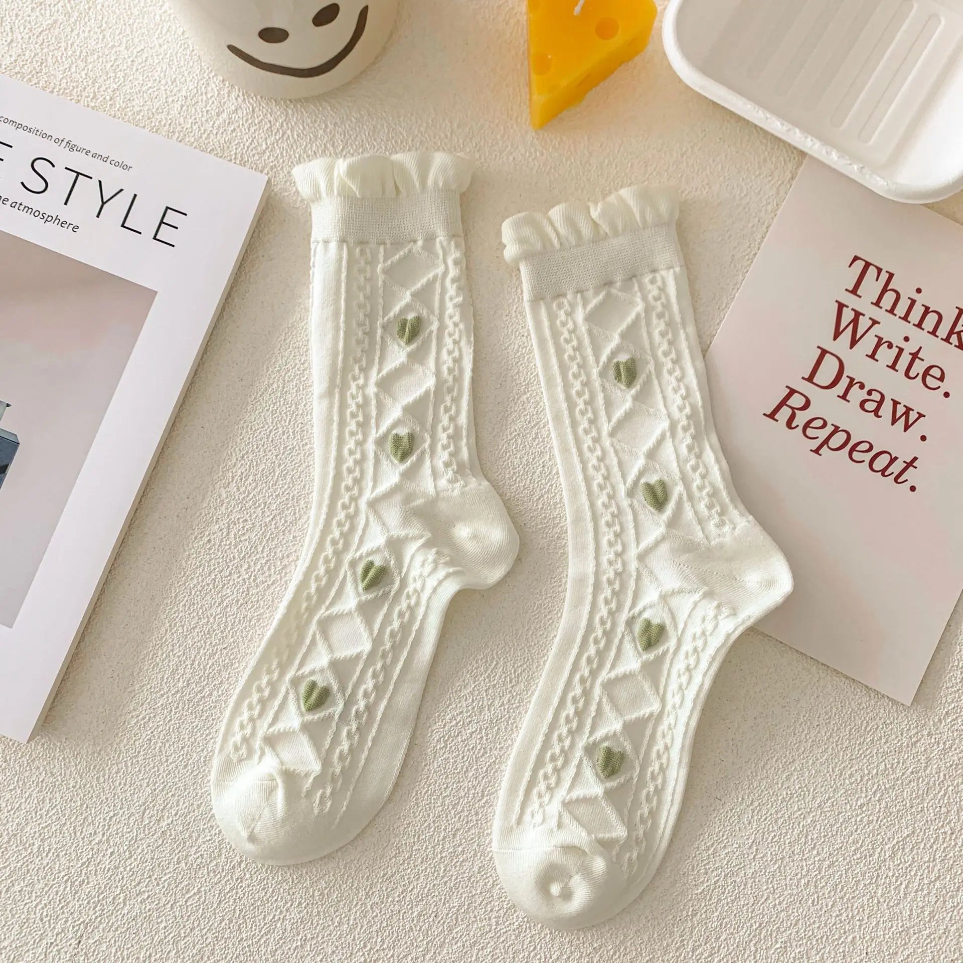 Blumenmuster Socken – Weiches atmungsaktives Set