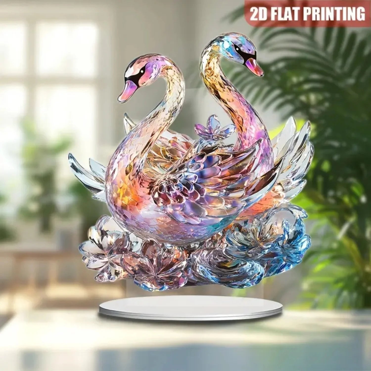 Bunte Schwanenstatue – Acryl Design – Ideal für Zuhause oder Café