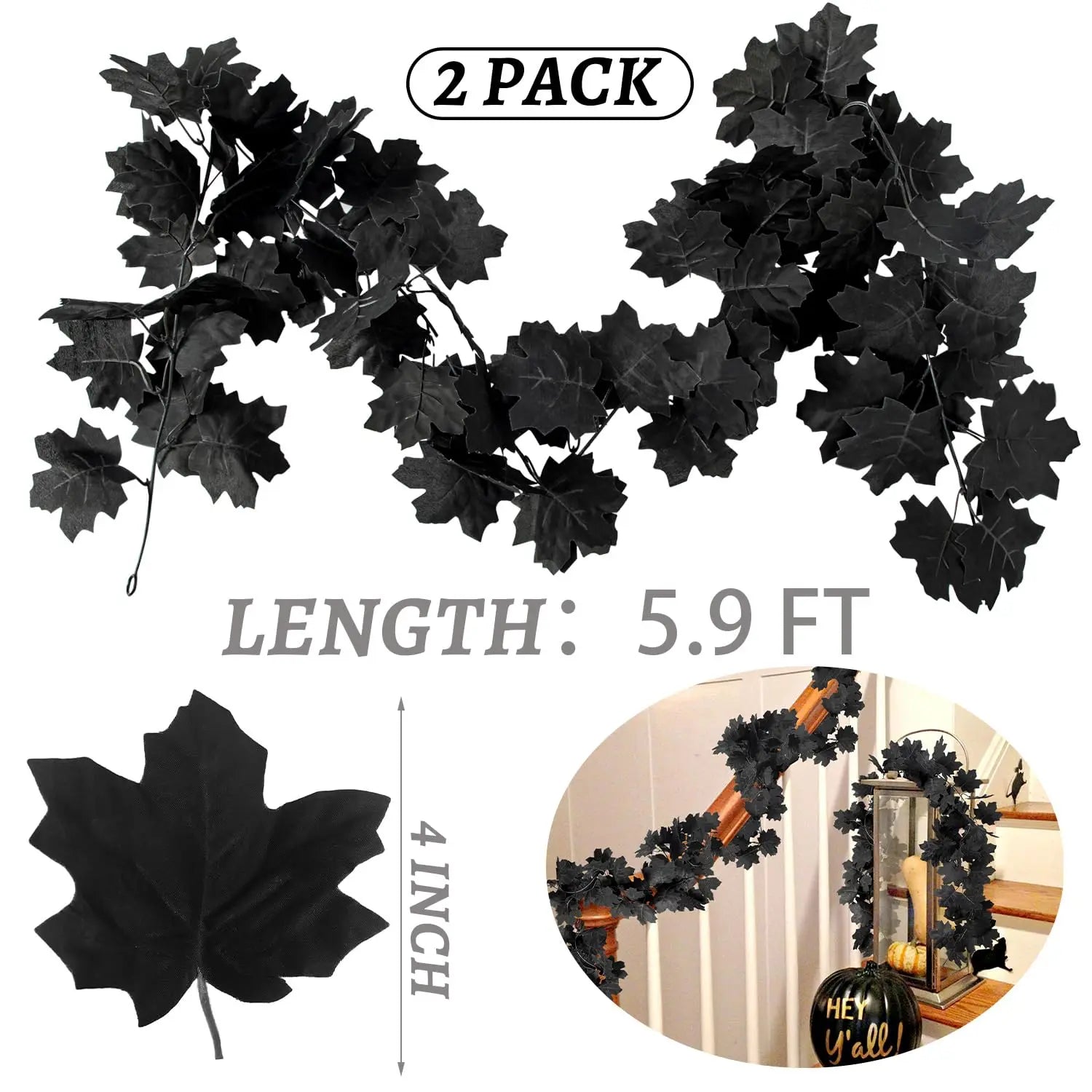 Halloween Ahornblatt Girlande – Elegantes Schwarzes Design