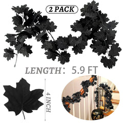 Halloween Ahornblatt Girlande – Elegantes Schwarzes Design