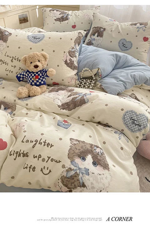 Blumen Bettwäsche Set – Cartoon Polyester – Queen 200x230cm