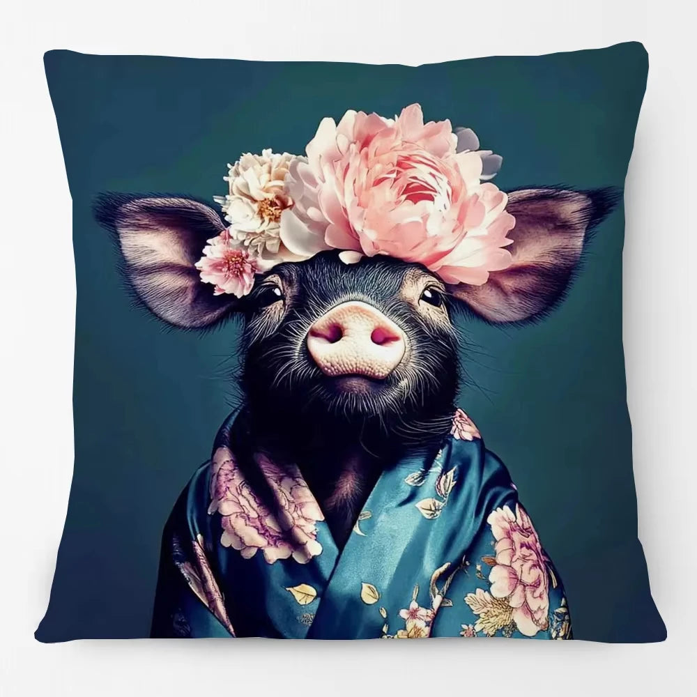 Tierportrait Kissenbezug – Weicher Stoff – Wohnzimmer