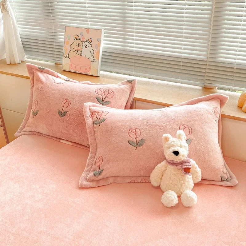 Florale Milchfleece – Moderne Doppelbettdecke 220x240