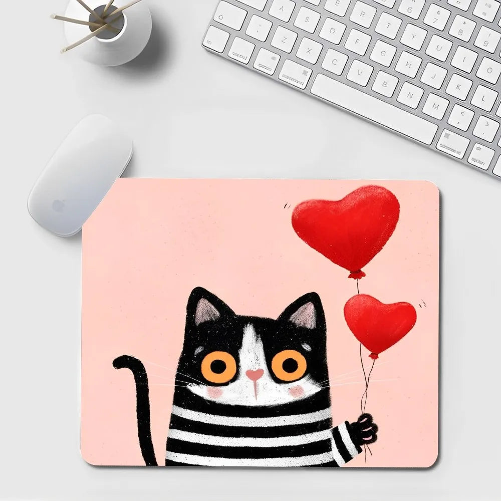 Schwarze Katze Mauspad – Kawaii Gummi Design – 20x25cm
