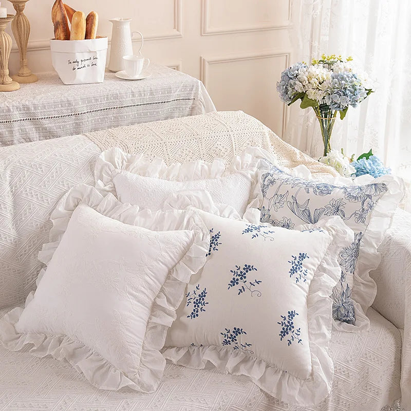 Spitzenbestickte Kissenbezüge – 100% Baumwolle – Schlafzimmer-Deko