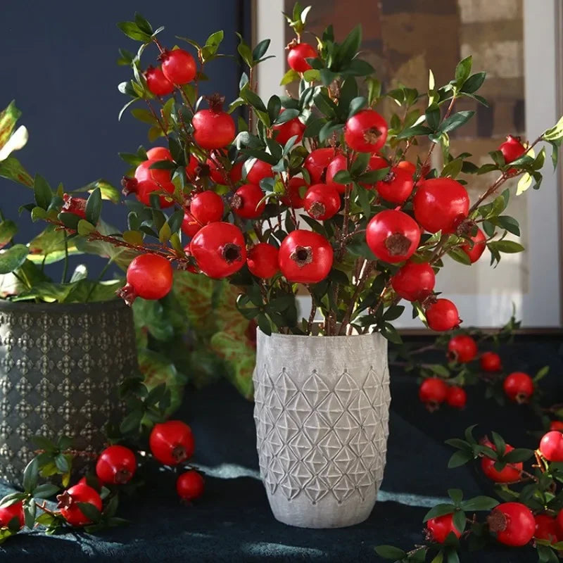 Künstlicher Granatapfel – Seide & Plastik – 80 cm Tischdeko