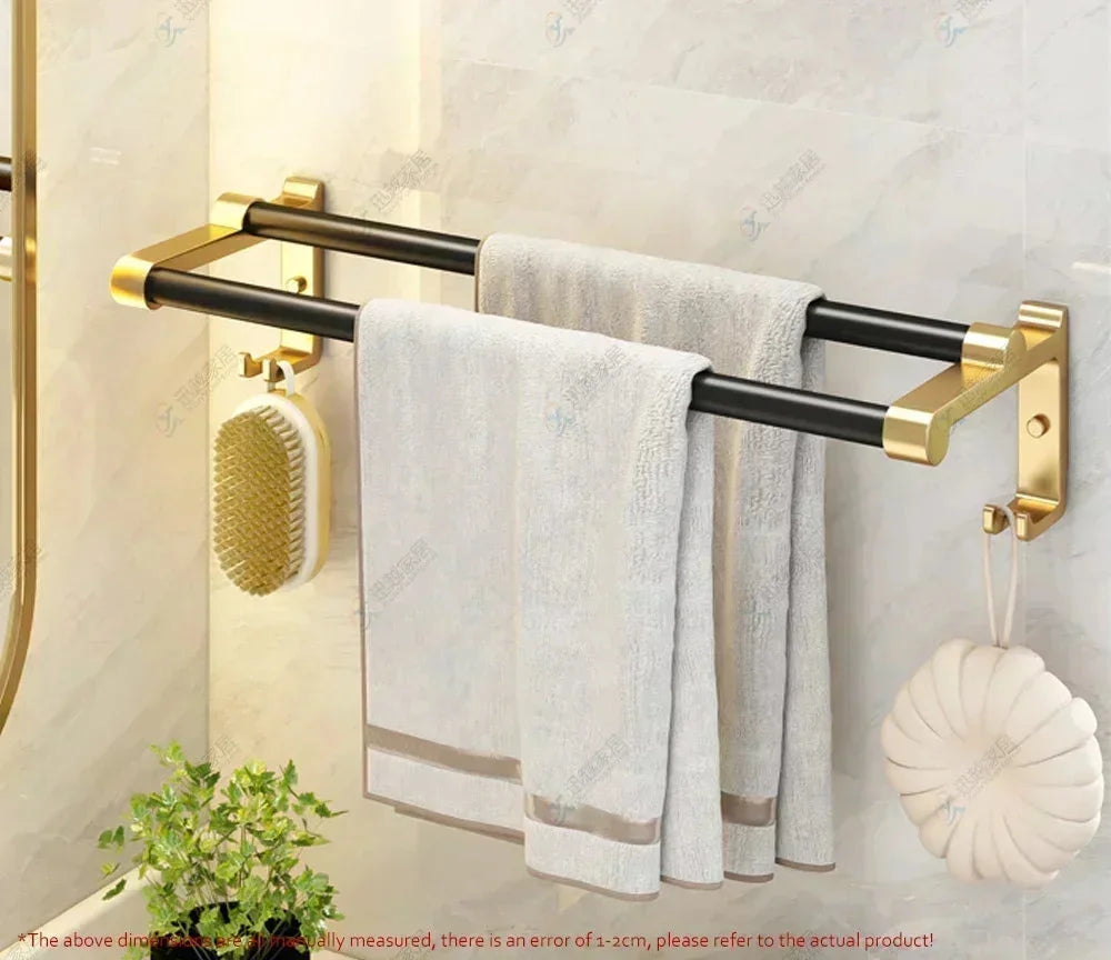 Badezimmer Handtuchhalter – Schwarz Gold Aluminium – Beweglich