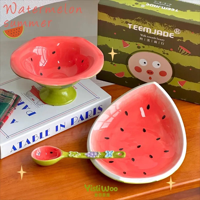Wassermelonen-Geschirr – Keramikunterglasur-Set