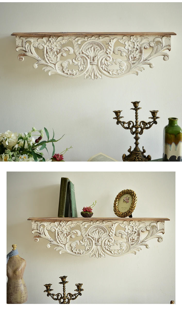 Französisches Regal – Weiss Antik, 31 Zoll