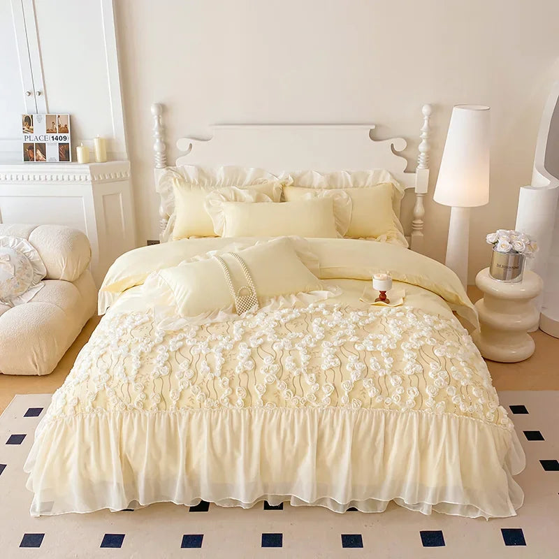 Bettwäsche-Set für Mädchen – Prinzessinnenstil mit Spitze – Verschiedene Grössen