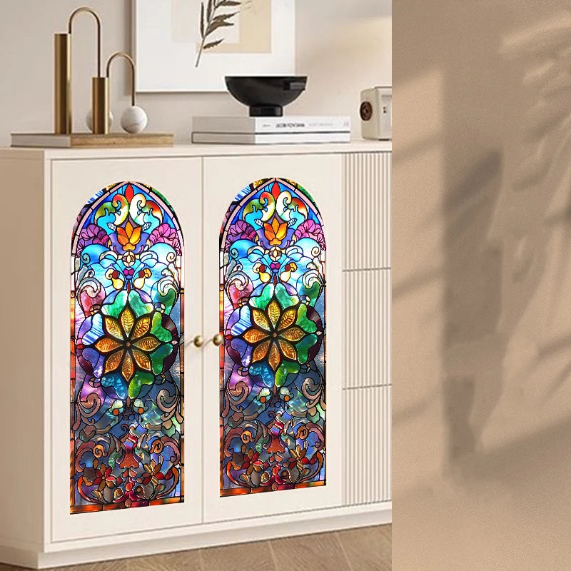 Retro Sichtschutzfolie – Buntglas-Design – 50x100 cm