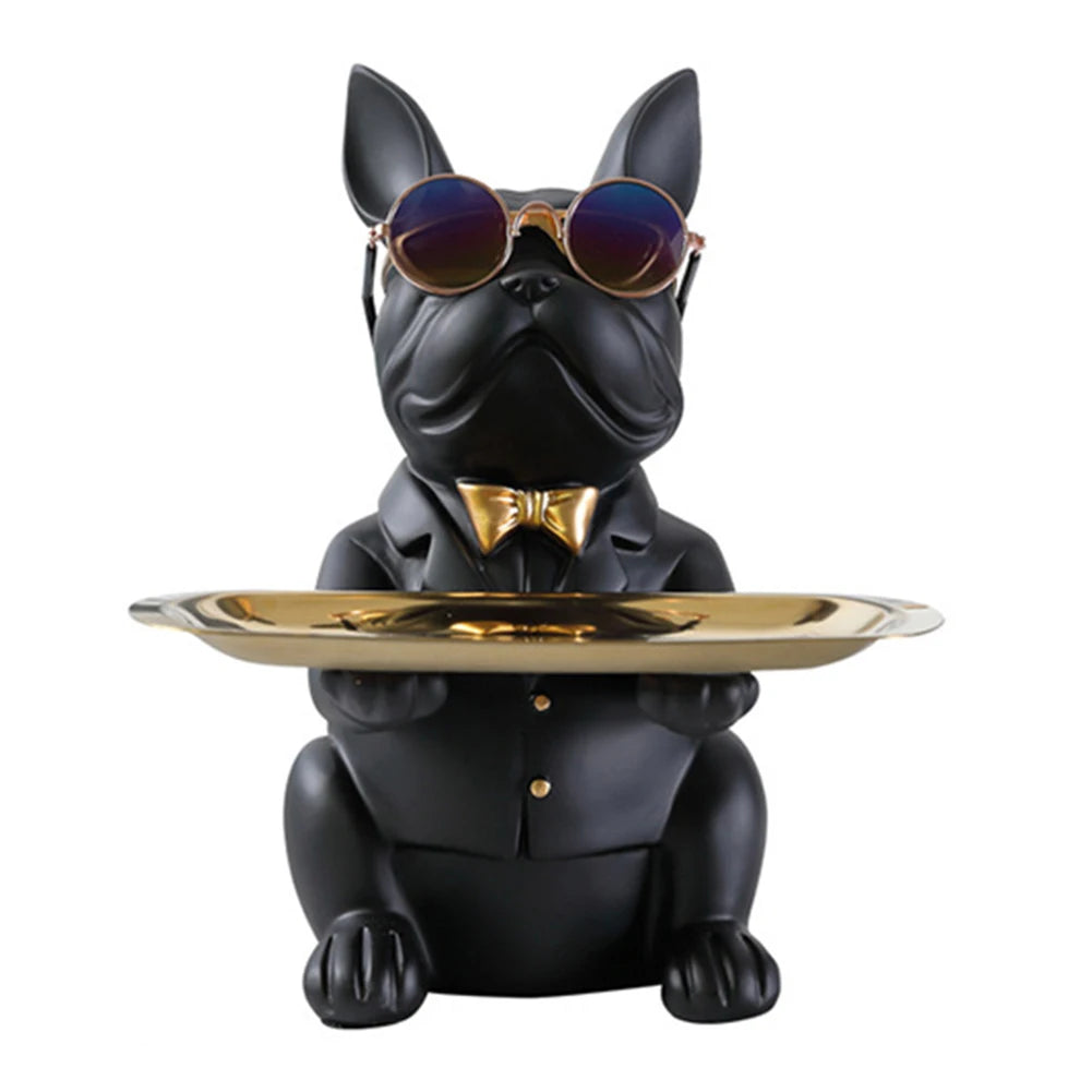 Bulldog Resin Skulptur – Stilvolles Tablett Heimdeko