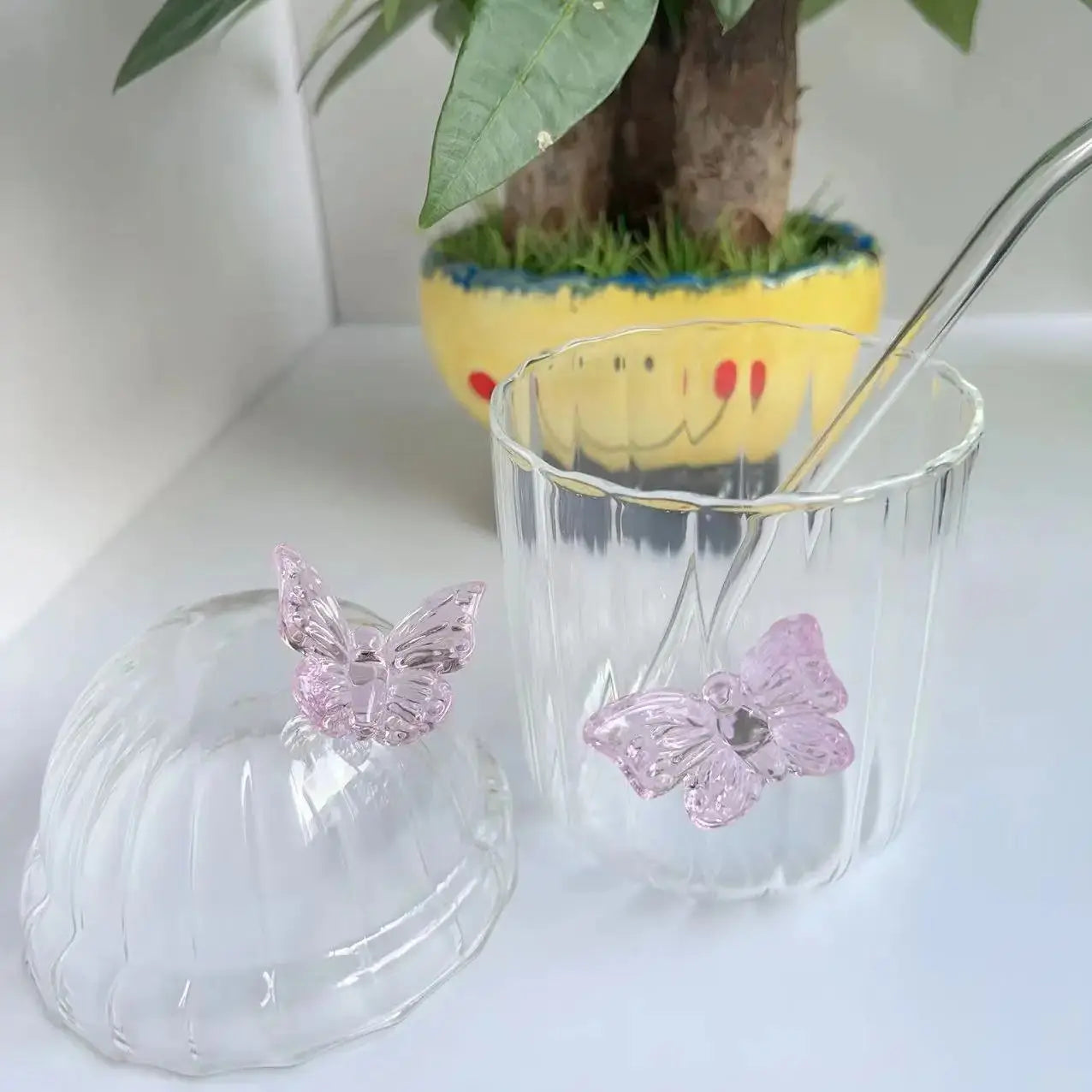 Glasbecher – Schmetterling Design – 400ML, Zuhause