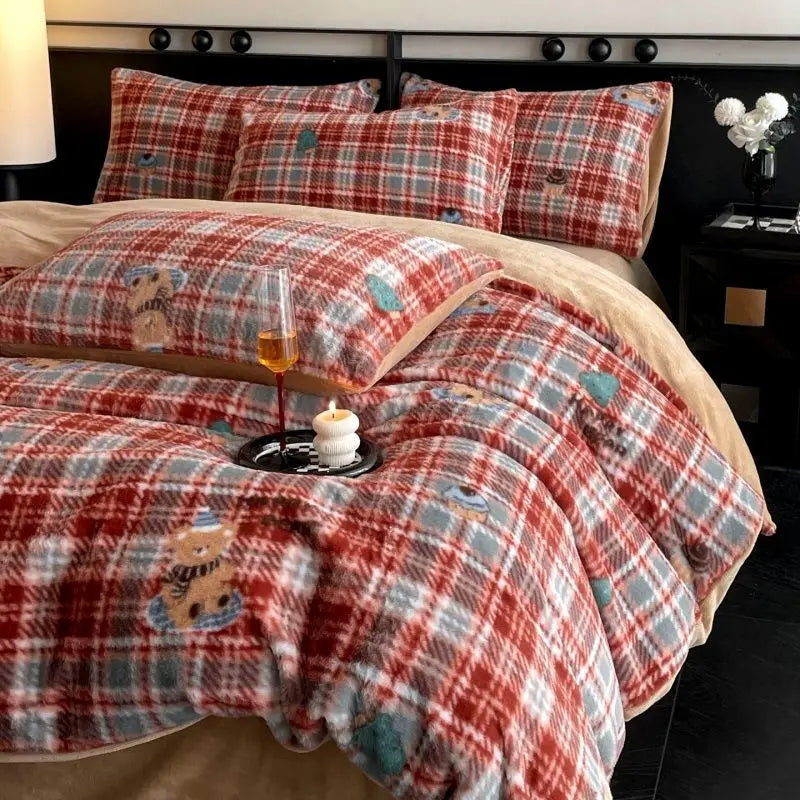Winter Milchfleece Bettwäsche – Gemütliches Strickdesign 1.8m-2.2m