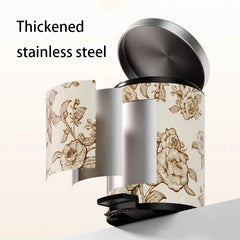 Moderner 14L-Abfalleimer aus Edelstahl und Leder, grau, 28x37 cm