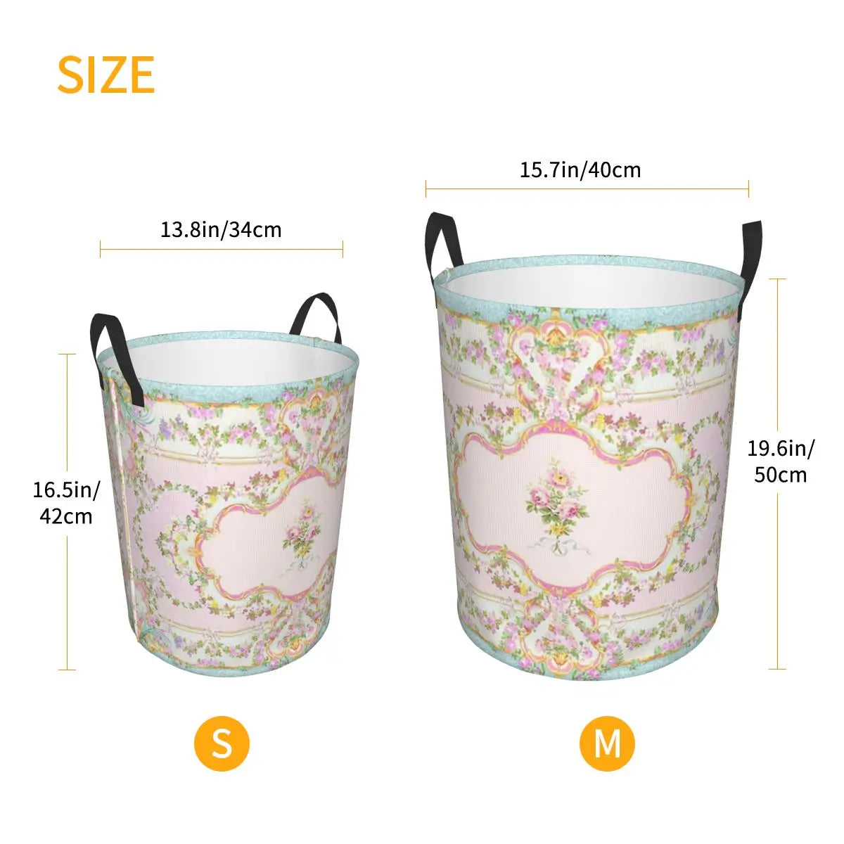 Wäschekorb mit Blumenakzent – Oxford Gewebe, 42x34 cm