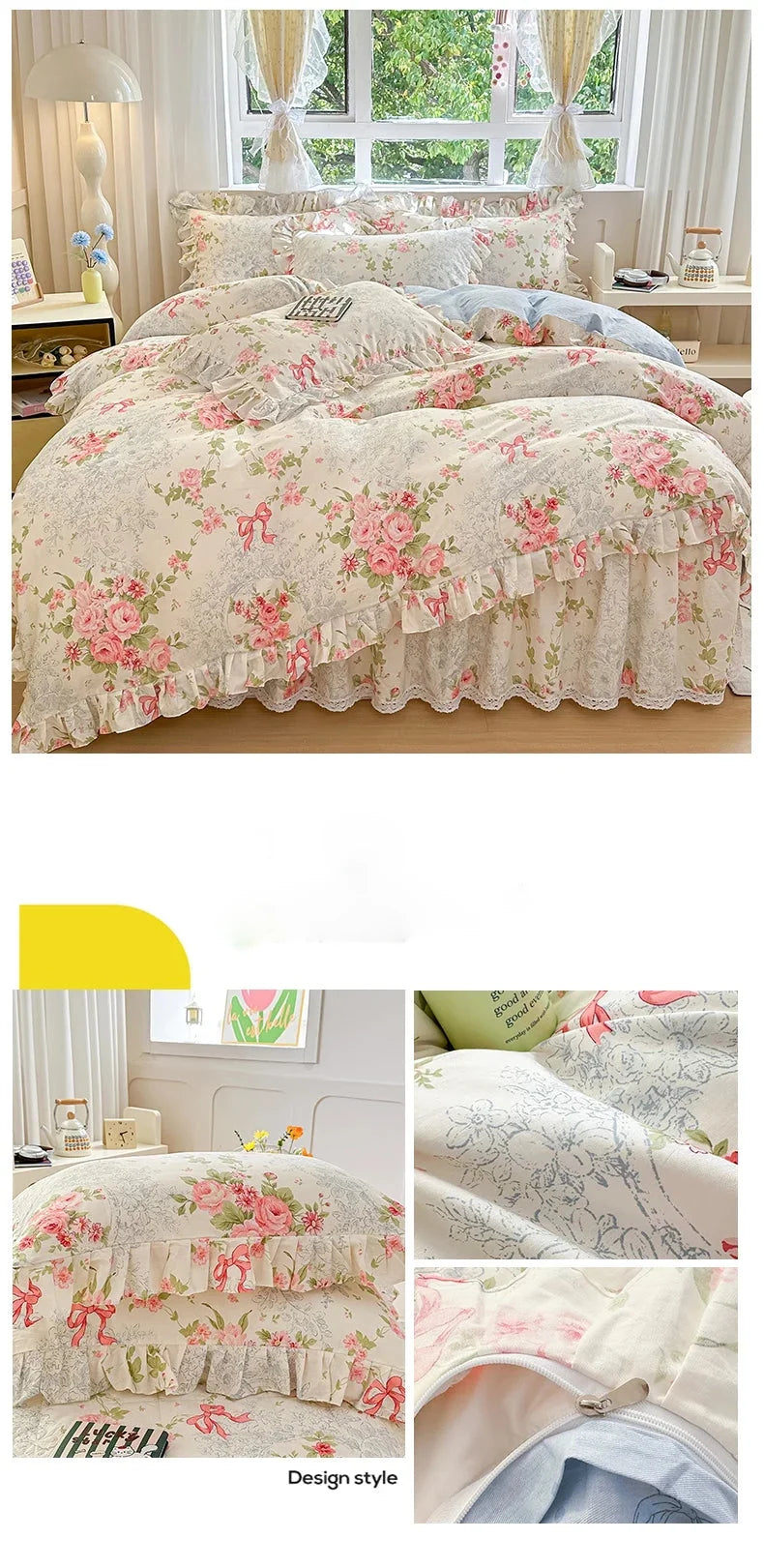 Baumwoll-Bettbezug – Koreanischer Stil Spitze – 150x200cm