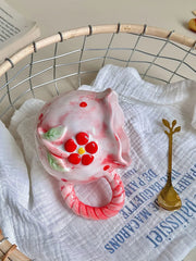 Kirschkeramik Tasse - Retro Töpferware - 8x7.5cm