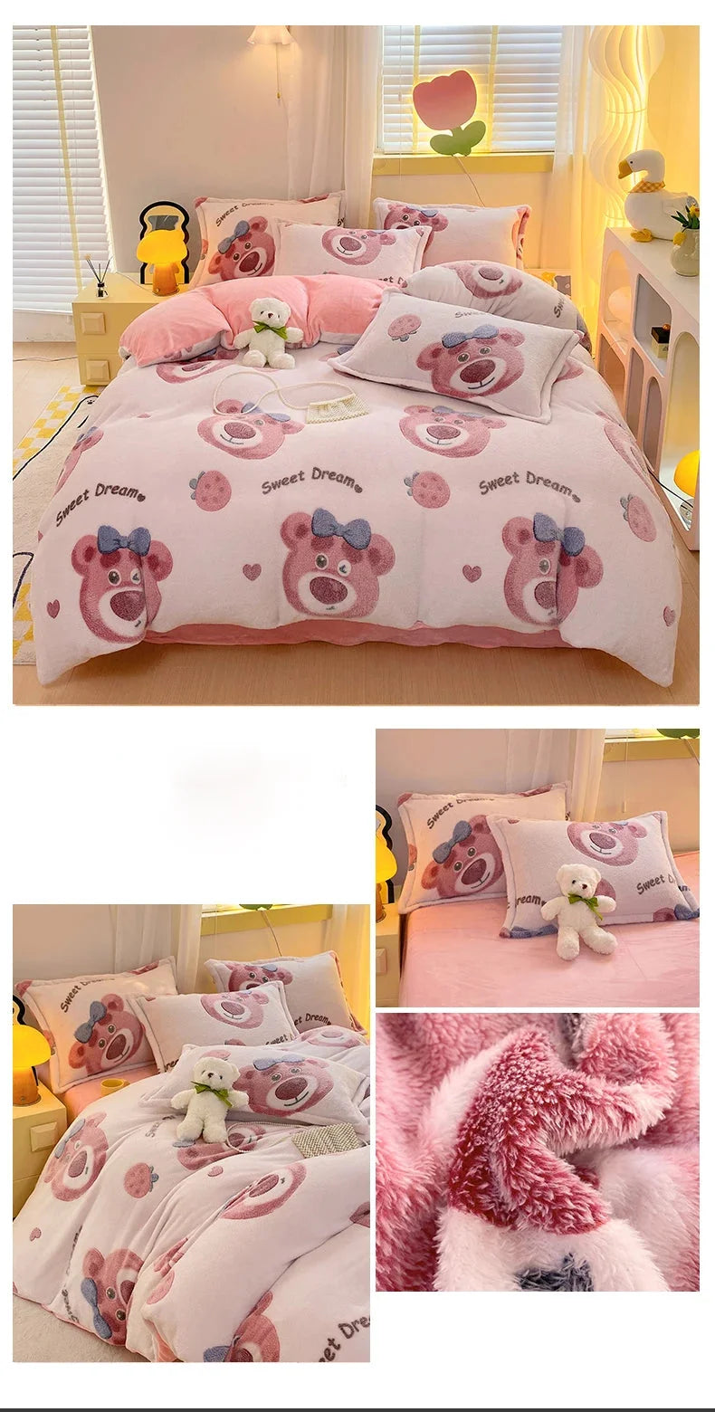 Blumendruck Bettbezug - Flauschiges Fleece - King Grösse