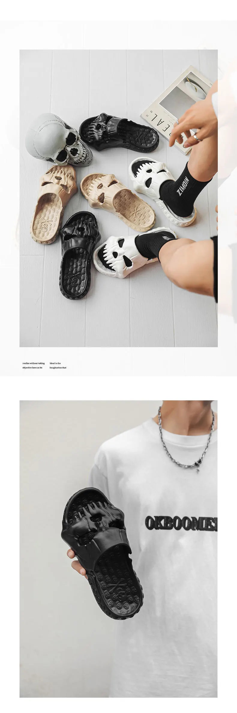 Halloween Totenkopf Slipper – EVA Komfort, Innen/Strand