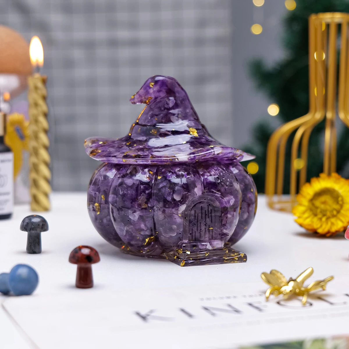 Amethyst Kristall Kürbis Schädel – Feng Shui Deko 10cm