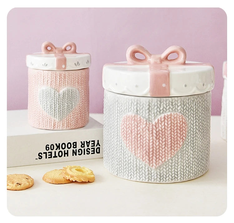 Rosa Herz Keramikdosen – Modernes Design für Hochzeitsgeschenk