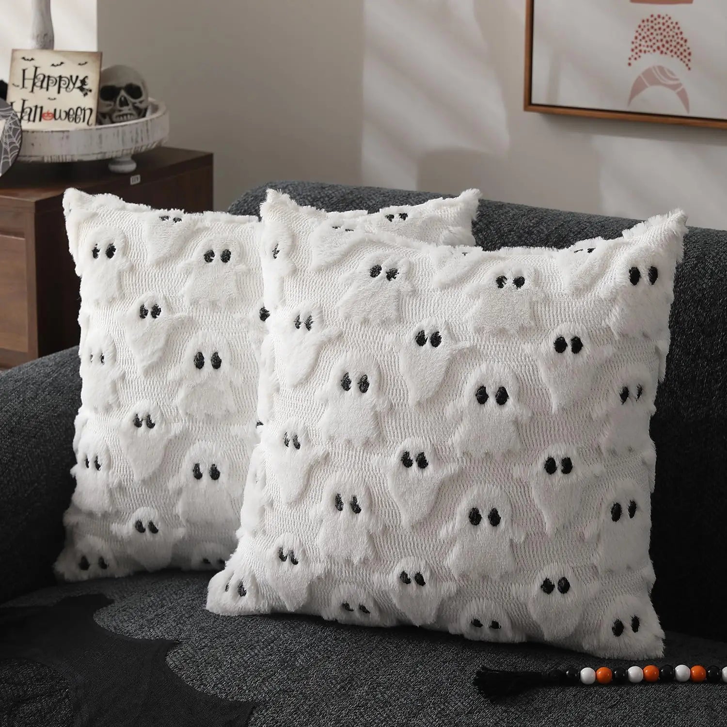 Halloween Kürbis Kissenbezug – Faux Wolle – 45x45CM