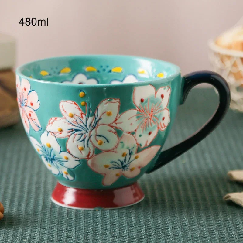 Keramik Kaffeetasse – Handbemalt, Chinesischer Stil