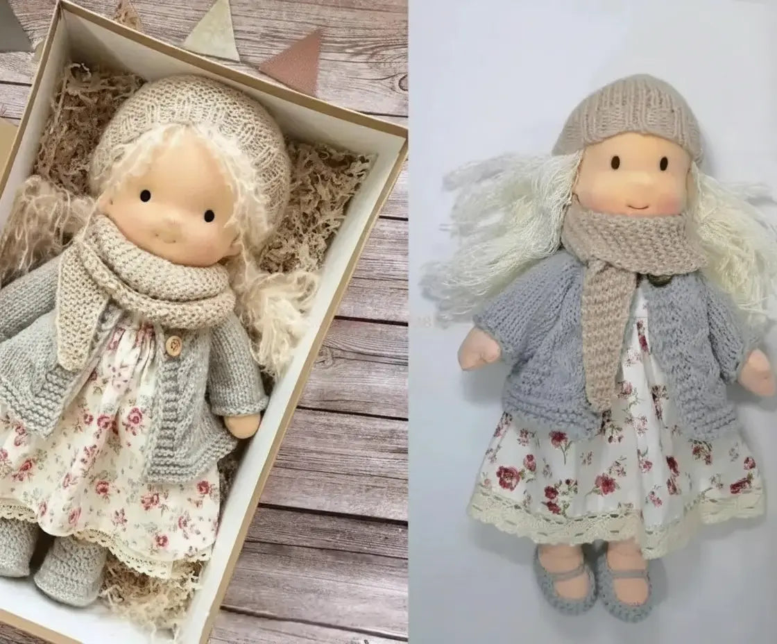 Waldorf Plüschpuppe aus Baumwolle – Fantasie Design mit Box