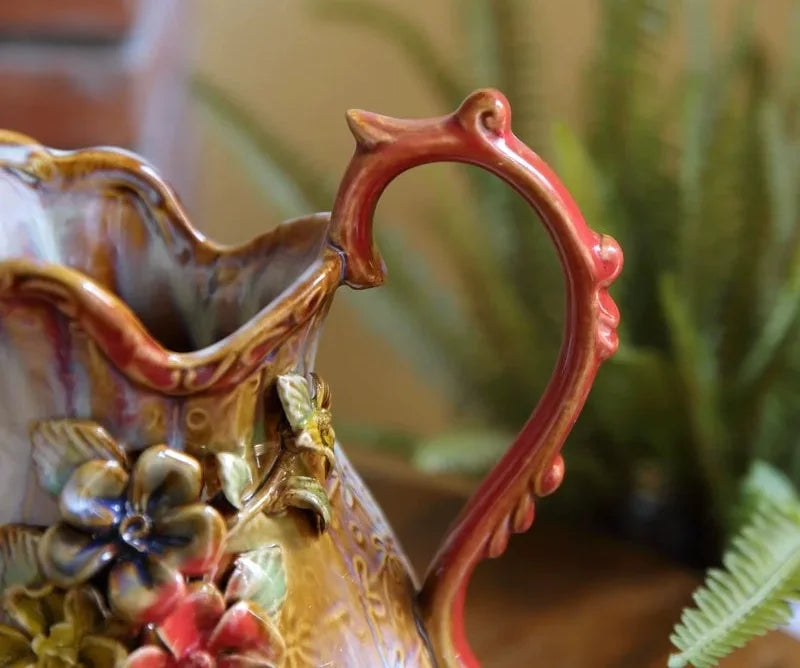 Keramik Handwerks Vase – Folk Art Design