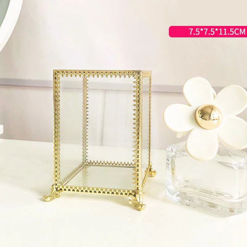 Glas Make-up Organizer – Gold Design 7.5x11cm