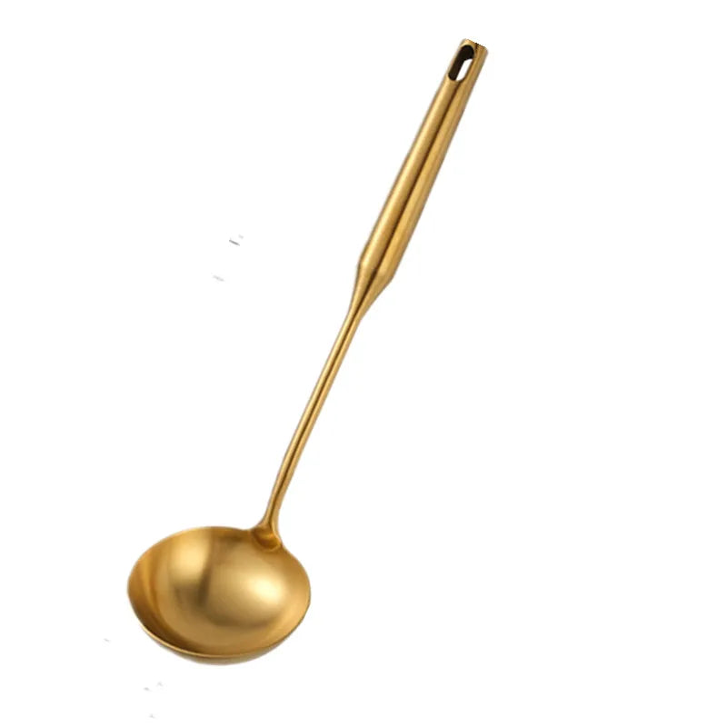 Goldene Küchenutensilien – Edelstahl – Langer Griff