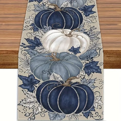 Retro Blauer Kürbis Tischläufer – Polyester – 33X183Cm