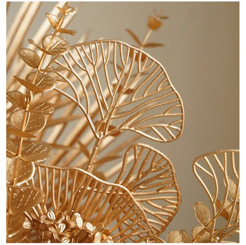 Goldene Blumenarrangement – Stilvolle Seide – 67-84 cm