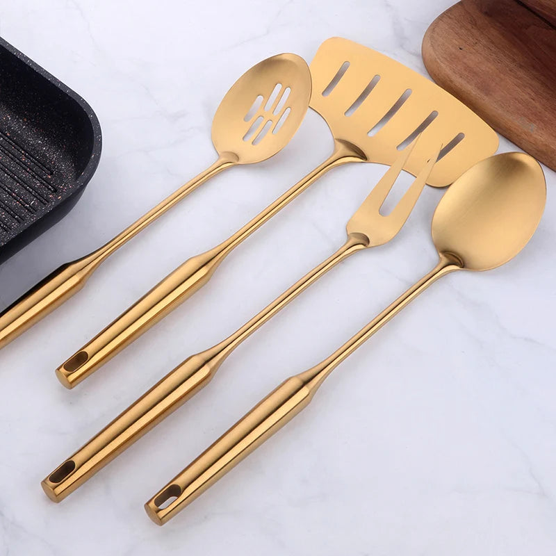 Kochwerkzeug-Set – Edelstahl Gold – Küchen-Eleganz