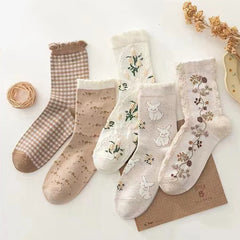 Retro-Stil Socken – Dicke Strick- – 5er Set
