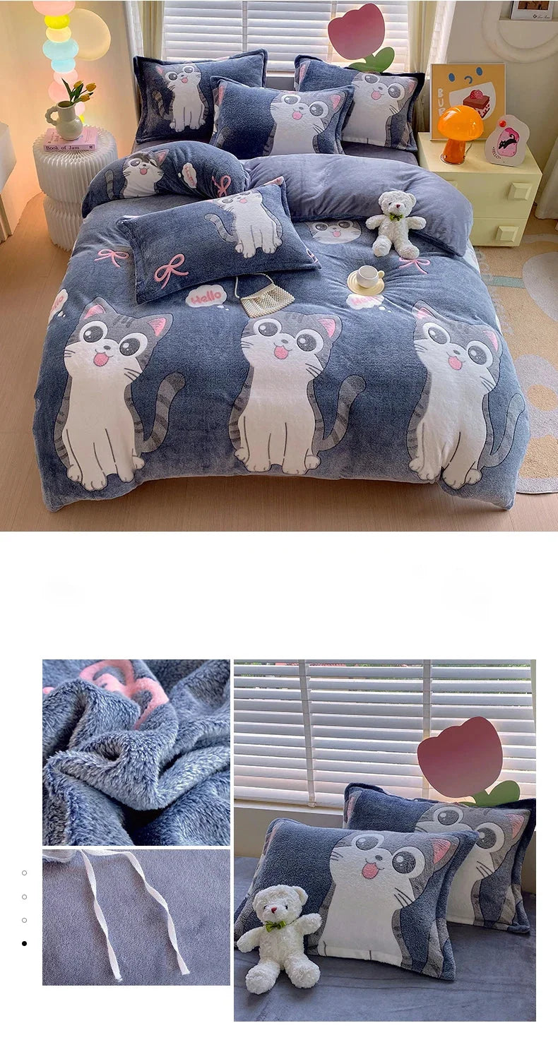 Blumendruck Bettbezug - Flauschiges Fleece - King Grösse