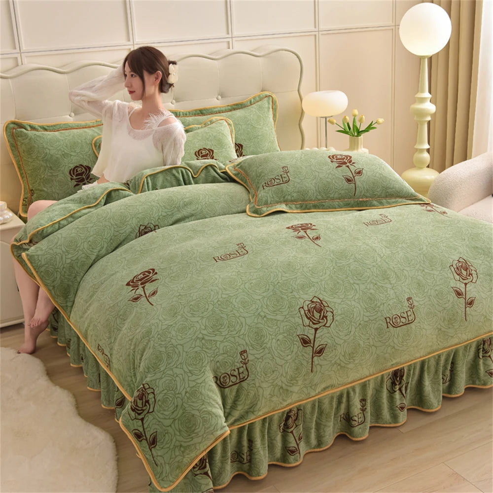Gedrucktes Flanell-Bettwäscheset – Blumen Fleece – 220x240 cm