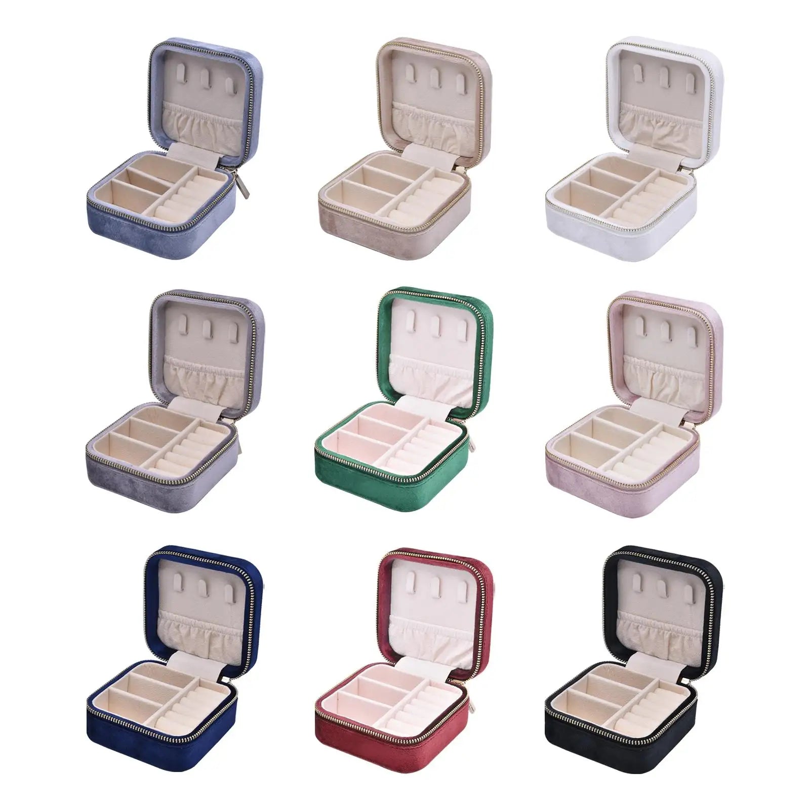 Schmuckbox Organizer – Samt Reiseetui – 10x10x5 cm